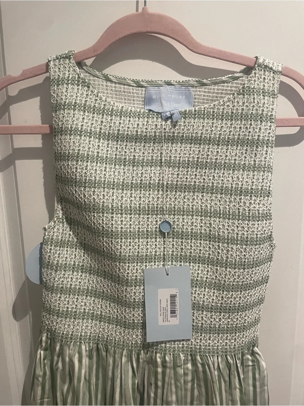 Hill House Home - The Nap Dress - Cosima Green and Cream Striped Smocked Dress - Picture 3 of 6